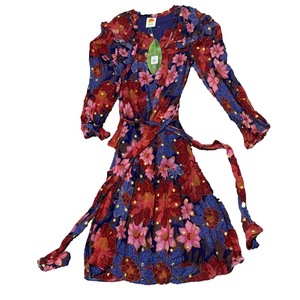 Farm Rio Medium Navy Garden Midi Dress NWT MSRP $325